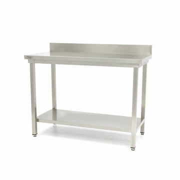 Table en acier inoxydable 200x60cm avec étagère et dosseret - clicktofournisseur.com
