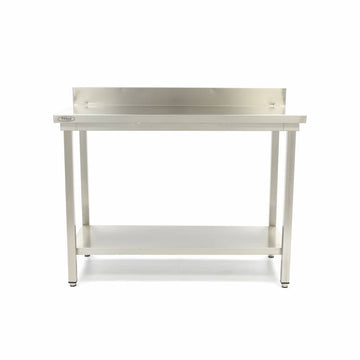 Table en acier inoxydable 60x70cm avec étagère et dosseret - clicktofournisseur.com