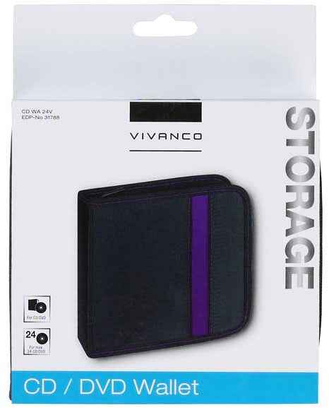 Étui Vivanco pour 24 CD/DVD, noir/violet (31788)