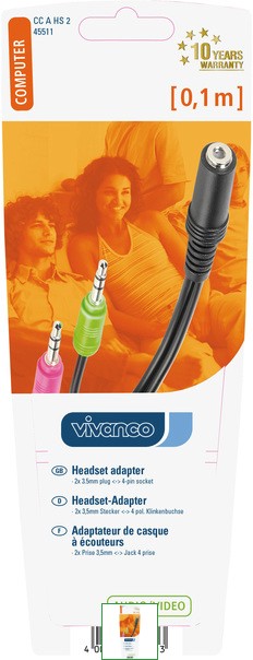 Adaptateur Vivanco 3,5 mm - 2 x 3,5 mm (45511)