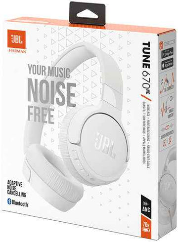 Casque sans fil supra-auriculaire JBL avec réduction du bruit, blanc