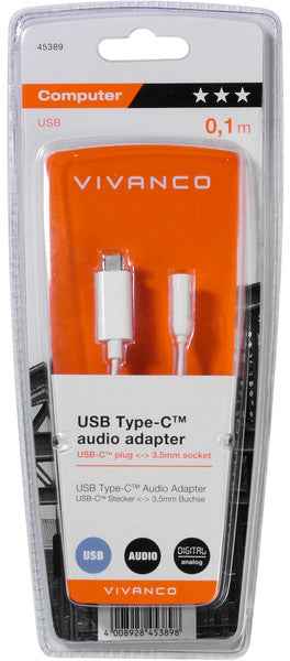 Adaptateur Vivanco USB-C - 3,5 mm 10 cm (45389)