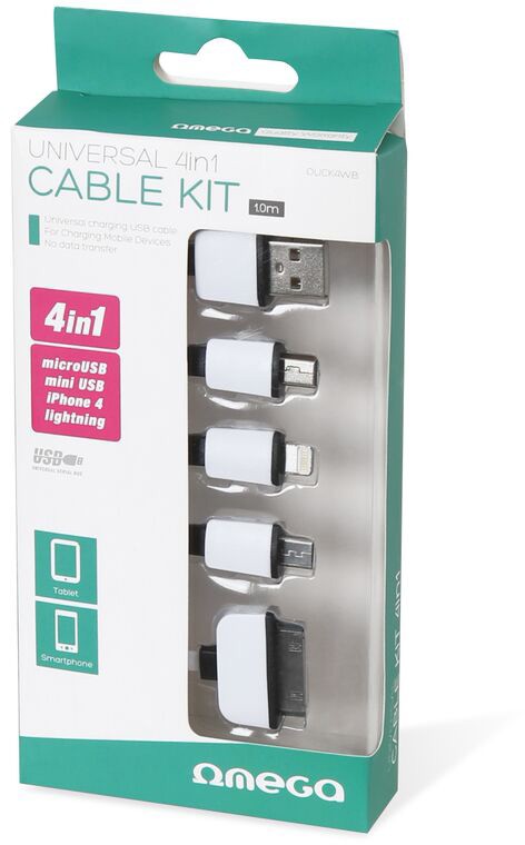 Omega cable USB - microUSB/miniUSB/Lightning/Apple 30-pin 4in1 (OUCK4WB)
