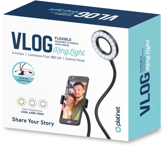 Anneau lumineux platinet pmrl3 vlog led flexible