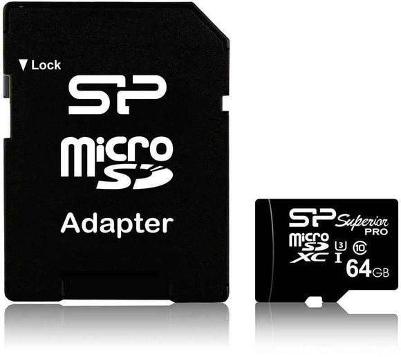 Silicon Power memory card microSDXC 64GB Superior Pro U3 + adapter