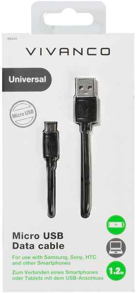 Câble microUSB - USB 2.0 Vivanco 1,2 m (36251)