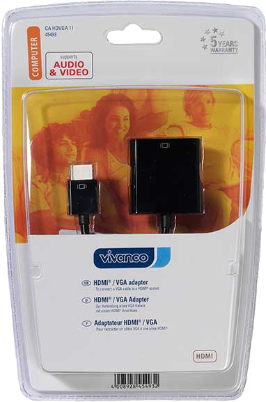 Vivanco adapter HDMI - VGA 0.1m (45493)