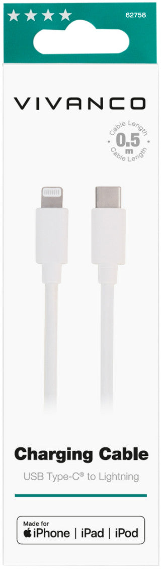 Vivanco cable Lightning - USB-C 50cm, white (62758)