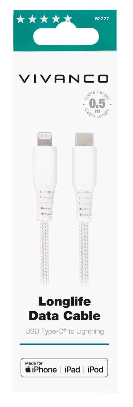 Vivanco cable USB-C - Lightning 0.5m, white (62227)