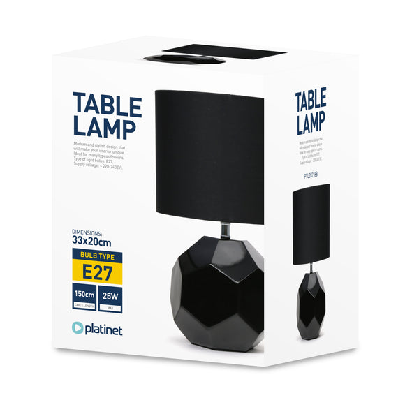Lampe de bureau platinet ptl20218b 25w noire
