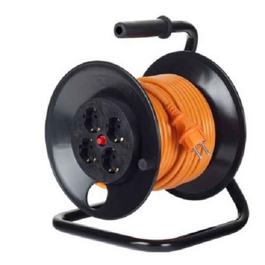 Bachmann RALLONGE, Schuko x 4, raccordement via Schuko (T), câble de 25 m, protection contre les surtensions | protection thermique, noir | orange, « 392.225 » (timbre vert 0,18 lei)