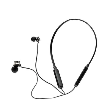Casque audio sans fil intra-auriculaire avec câble de connexion et clip magnétique, pour smartphone, microphone sur le câble, connexion via Bluetooth 5.0, noir, "SPBH-SPORTY", (timbre vert 0,18 lei)