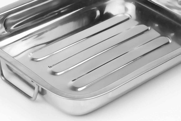 PLATEAU DE FOUR EN ACIER INOXYDABLE 25x19x4,5 CM