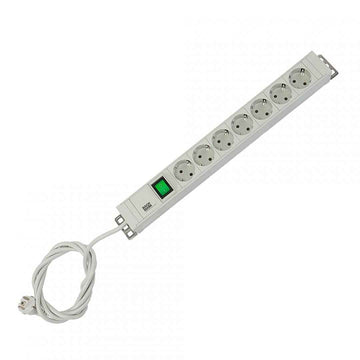 PDU BACHMANN, 1,5U pour rack 19 pouces, 7 prises Schuko, entrée Schuko, max 10 A, câble 2 m, gris, « 333.600 » (tampon vert 2 lei)