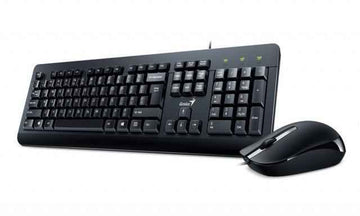 KIT filaire USB GENIUS, clavier 104 touches (concave) + souris optique 1000 dpi, 3 boutons, noir, « KM-160 » « 31330001413 » (tampon vert 0,8 lei)