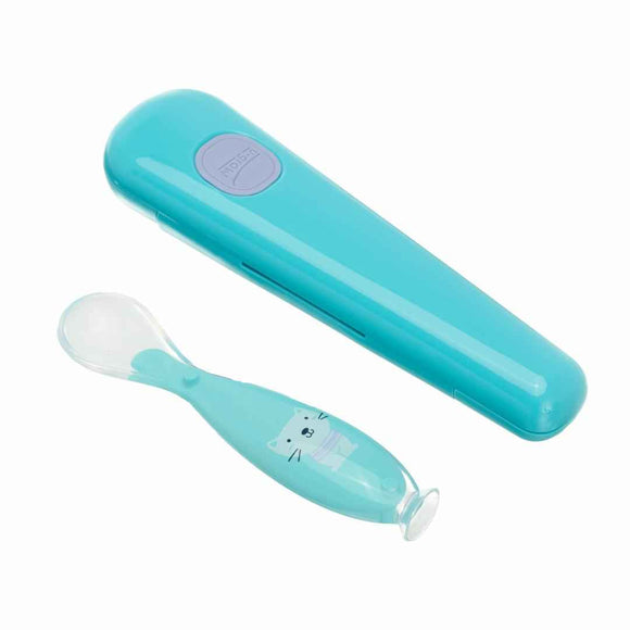 Cuillère en silicone avec support, bleue, U-Grow