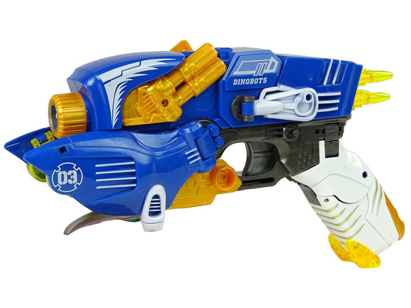 Fusil de chasse dinosaure 2 en 1 dinobots avec bouclier ptérosaure bleu