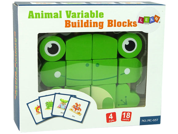 Puzzle 3D créatif en briques de bois spatiales en forme de grenouille