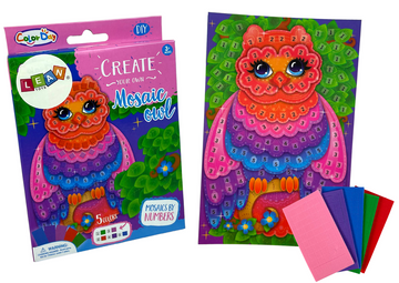 Ensemble de hibou à peler en mosaïque colorée à faire soi-même