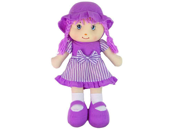 Poupée de chiffon à câliner rayée violette 50 cm