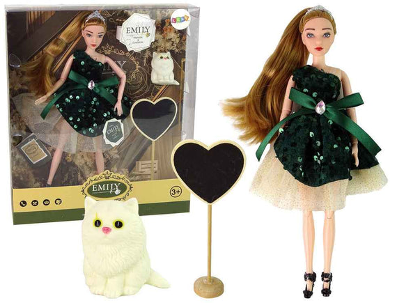 Emily Wooden Heart White Cat Baby Doll
