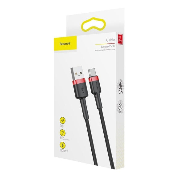 Câble usb baseus cafule 2 m usb a usb c noir rouge