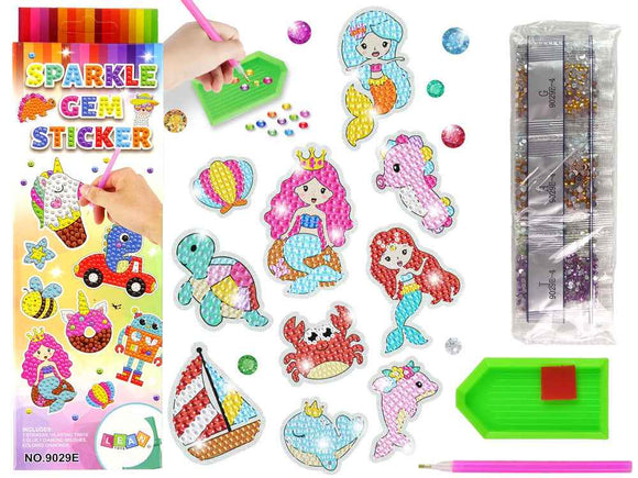 Ensemble d'autocollants de broderie diamant mosaïque d'animaux du monde marin