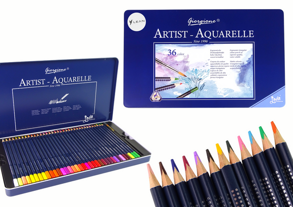 Ensemble de 36 crayons aquarelle en métal