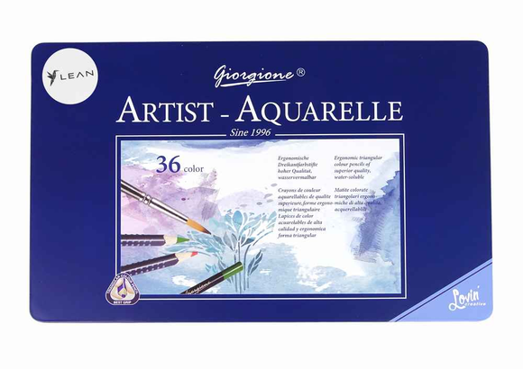 Ensemble de 36 crayons aquarelle en métal