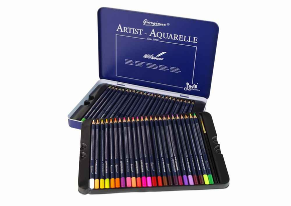 Ensemble de 48 crayons aquarelle en métal