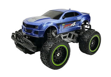 Voiture télécommandée tout-terrain R/C bleue à roues hautes