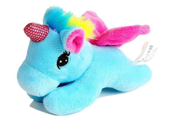 Mascotte de cheval licorne poney avec transporteur dans une valise