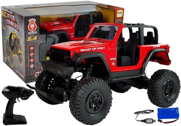 Voiture jeep terrain rouge télécommandée 2.4g