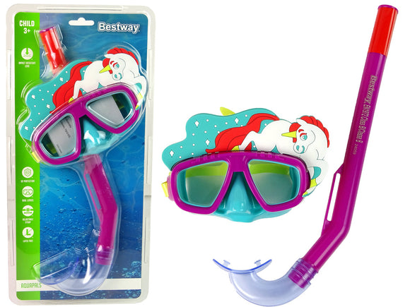 Masque de plongée bestway rose avec tube pour animaux de compagnie 24059
