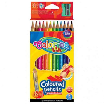 Crayons de couleur triangulaires Colorino Kids 12 couleurs (avec taille-crayon)