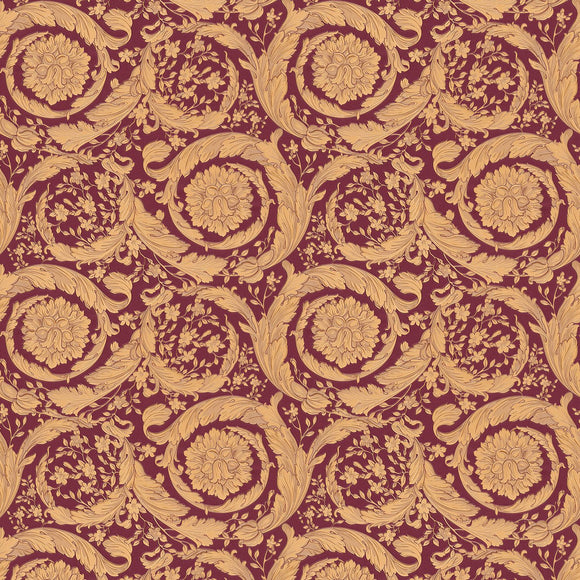 Papier peint de luxe exclusif profhome 366927-gu papier peint intissé texturé avec des ornements brillant rouge or brun 7035 m2