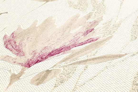 Papier peint floral Profhome 344983-GU papier peint intissé légèrement texturé avec un dessin floral mat beige violet bronze 5,33 m2