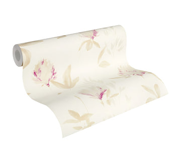 Papier peint floral Profhome 344983-GU papier peint intissé légèrement texturé avec un dessin floral mat beige violet bronze 5,33 m2 - 0