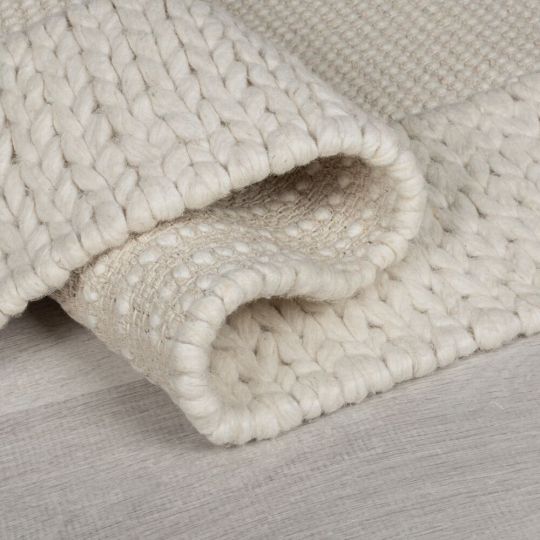 Tapis de salon design tressé en laine pilat