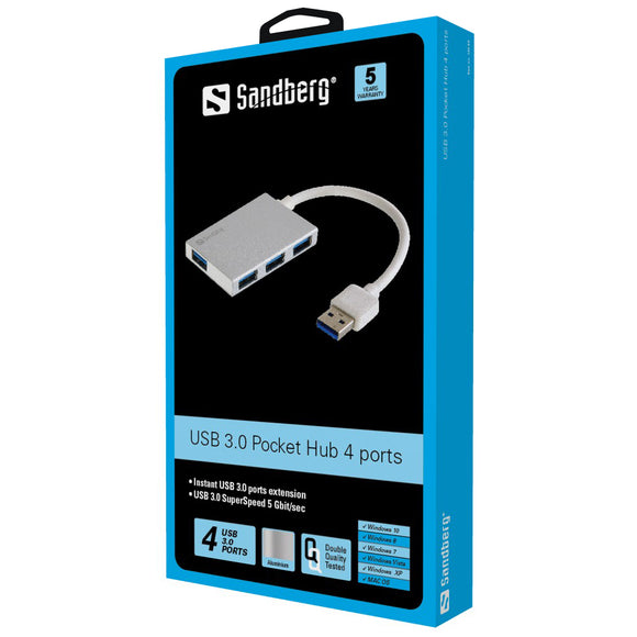 Sandberg 133-88 Hub de poche USB 3.0 4 ports