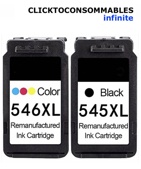 Pg 545xl / cl 546xl lot de 2 cartouches d'encre pour imprimantes compatibles : canon mg 2400 2440 2450 2455 2500 series 2550 2550s 2555 2555s 2900 series 2950 2950s 3050 series 3051 3052 3053 canon mx 495 canon pixma ip2850 mg240
