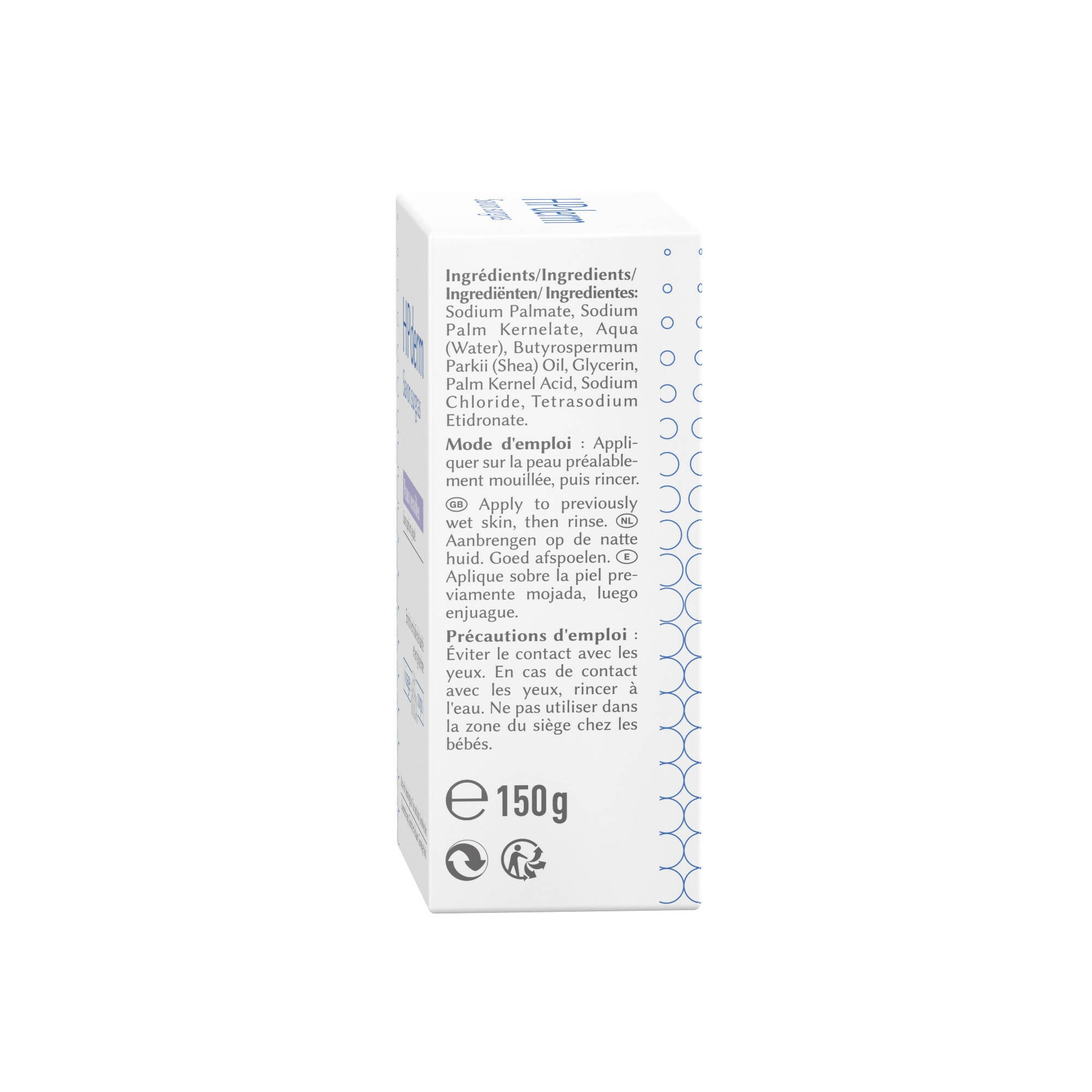 SORIFA - Carton complet de 24 - HPderm Savon surgras –Peaux sensibles - 99,95% d’ingrédients naturels – Enrichi en huile de karité et glycérine – Famille dont nourrissons - pH neutre, sans parfum - Pain 150 gr