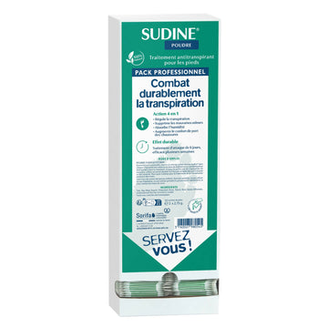 Sorifa - lot de 2 - sudine poudre traitement anti-transpirant - pied - régule la transpiration - absorbe - prévient les mycoses - sans sels d’aluminium - fabriqué en france - bte 100 sachets-doubles