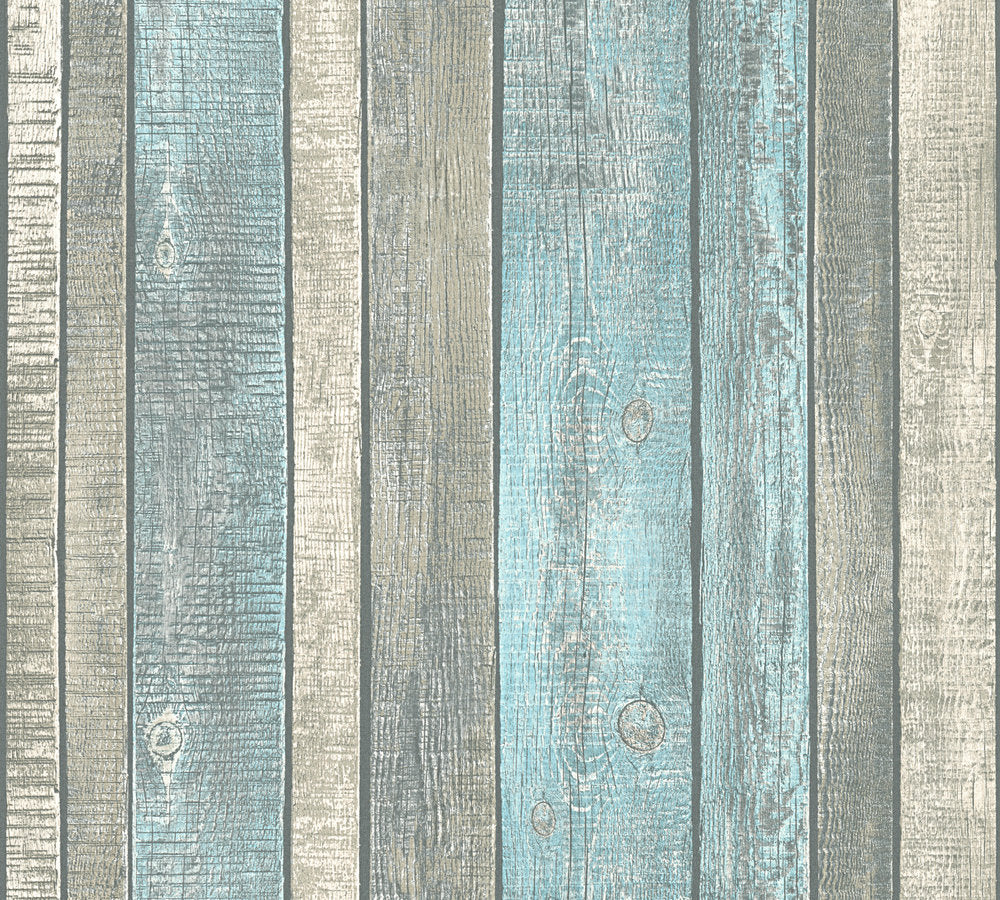 Papier peint aspect bois Profhome 319932-GU papier peint intissé lisse avec un dessin nature mat bleu gris vert oxyde chromique 5,33 m2