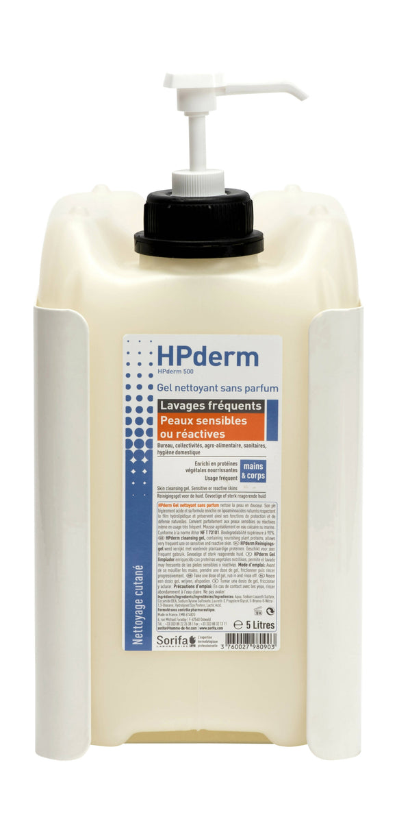 Sorifa - lot de 5 - support mural métallique thermolaqué + pompe pour bidon 5l de marque sorifa - pour gels et savons liquides.