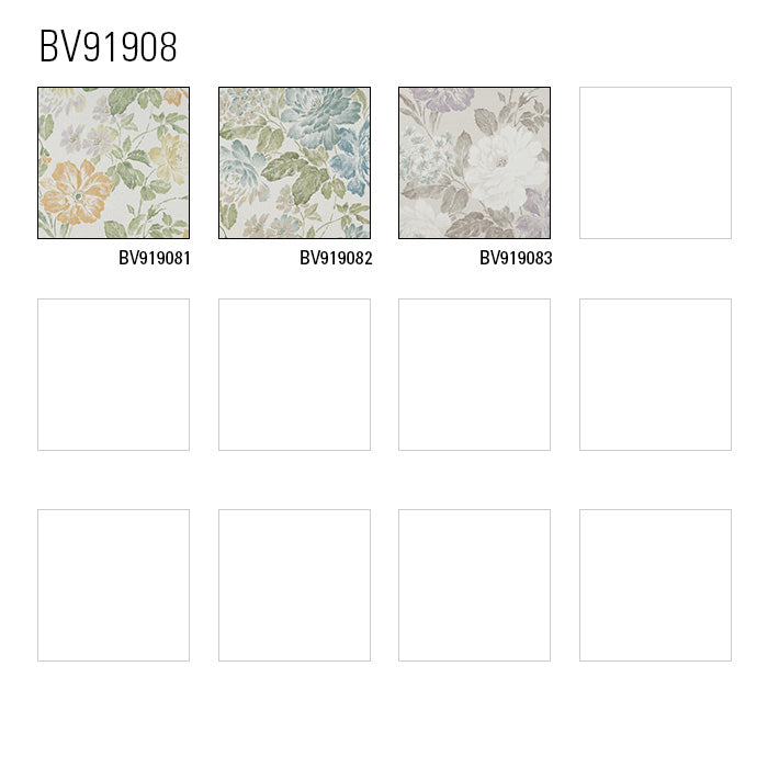 Papier peint floral Profhome BV919082-DI papier peint intissé gaufré à chaud texturé avec un dessin floral mat blanc vert-olive bleu vert 5,33 m2 - 0