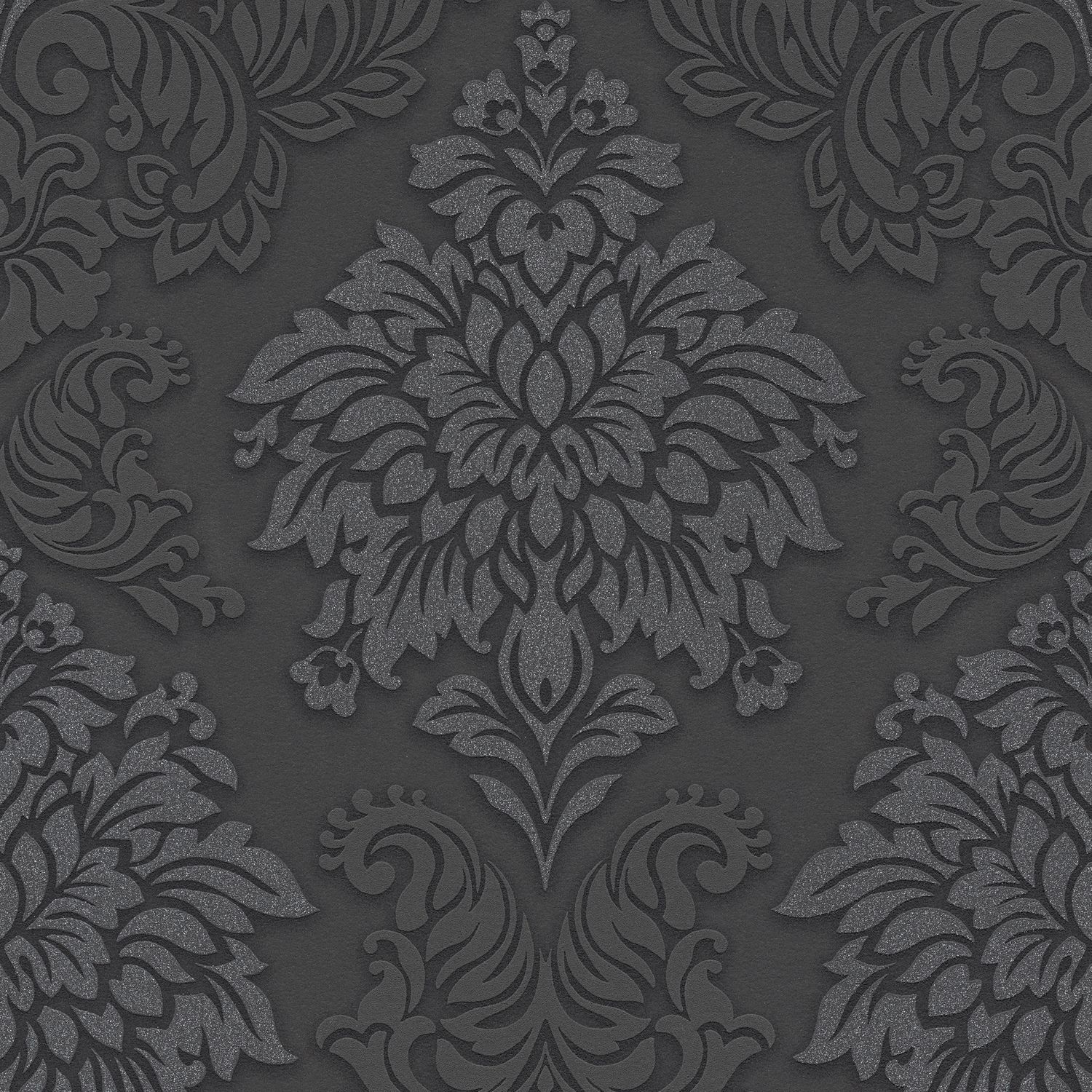 Papier peint baroque Profhome 368984-GU papier peint intissé légèrement texturé au style baroque scintillant noir argent gris 5,33 m2