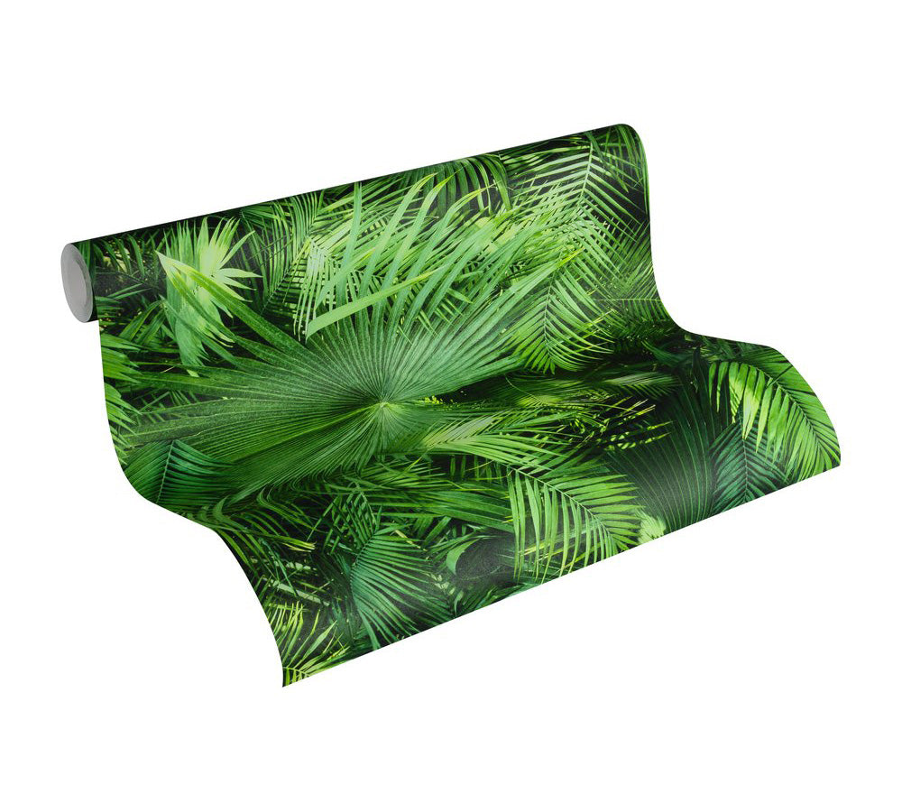 Papier peint nature Profhome 362001-GU papier peint intissé lisse au design de jungle mat vert 5,33 m2 - 0