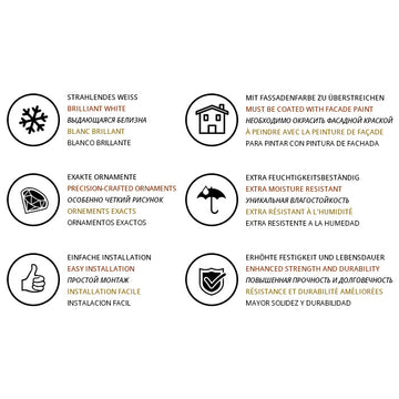 Élément d'aboutement profhome 401231 moulure exterieure élement décorative élément de façade style néo-classicisme blanc