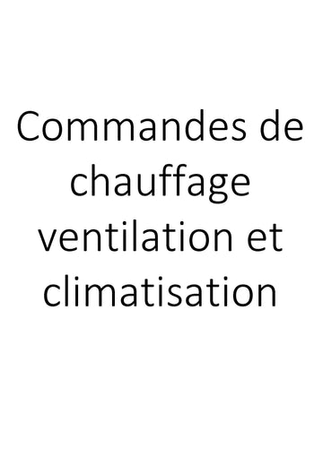Commandes de chauffage ventilation et climatisation clicktofournisseur.com